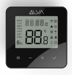 ALVA Raumthermostat LCD programmierbar schwarz Kabel 24 V