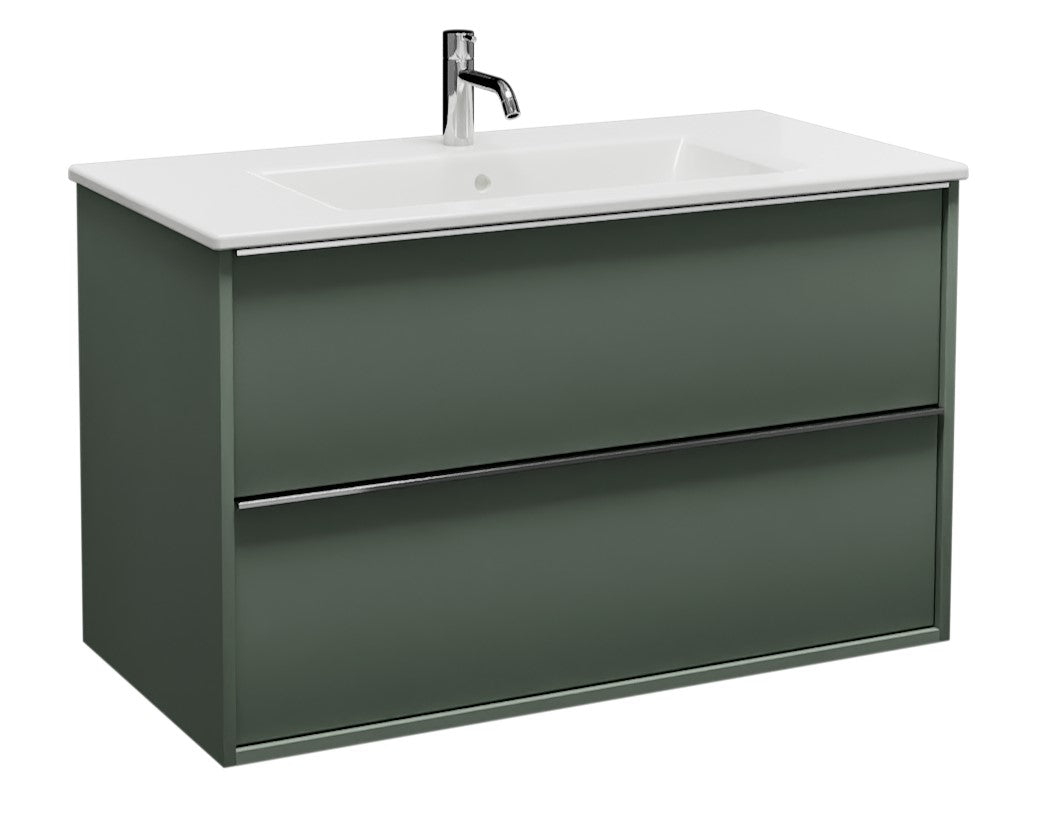 Alva Pura 1.0 Unterschrank m. Keramik-WT 2 Auszüge, 102x62x49cm, Rauchgrün Matt - AQBMPUWTUSK3RG