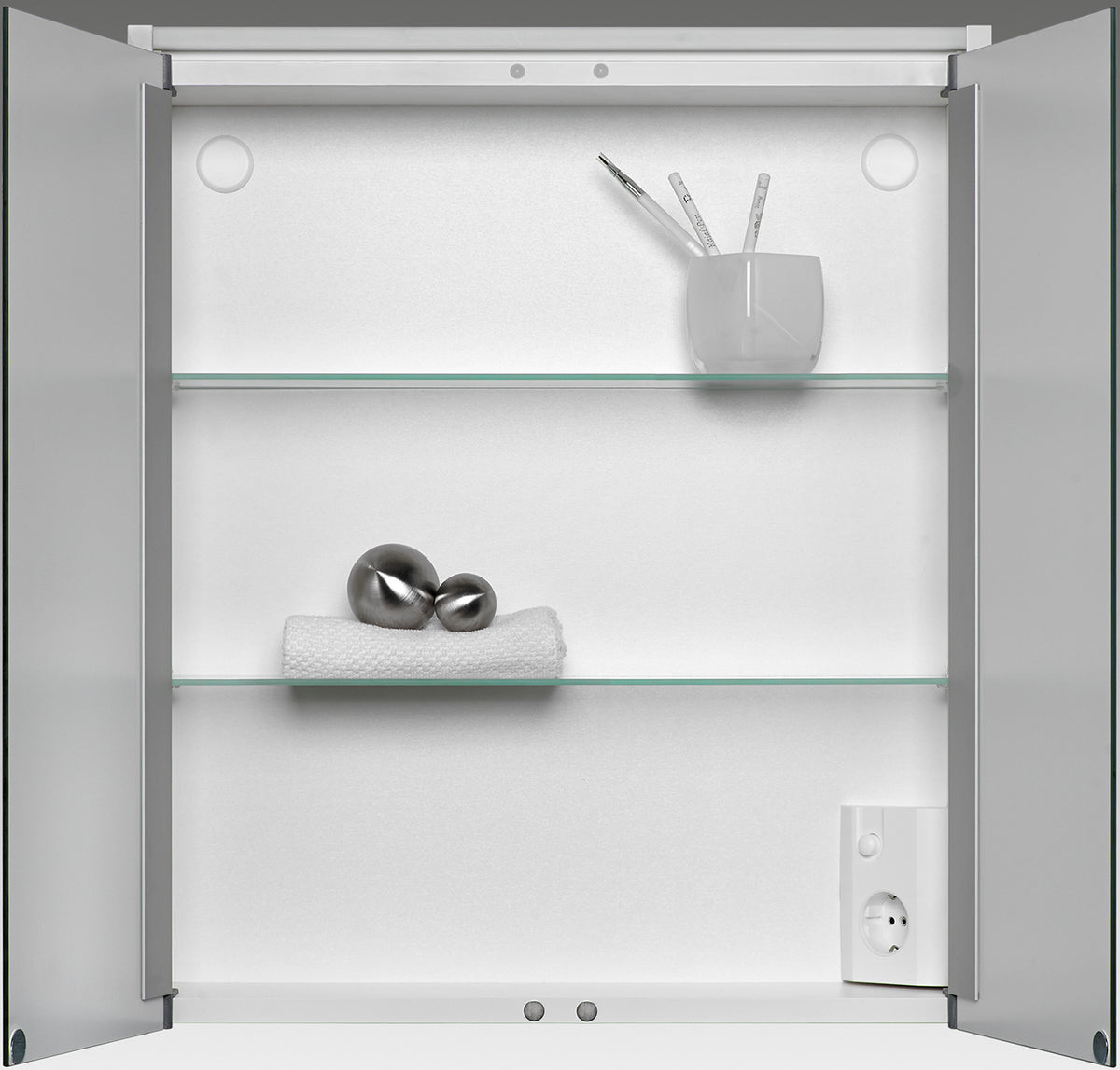 Alva Varia Spiegelschrank 54x63x15cm, LED-Lightstrip, Weiß - AQBMVASPS1