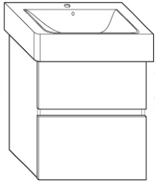 ALVA Viva Unterschrank für WT AQKEBEWT60, 2 Ausz., 55x60x42cm, Weiß