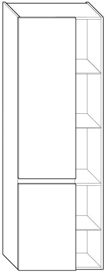 ALVA Viva Hochschrank 2 Türen re. offenes Regal li., 60x176x32cm, Weiß - AQBMVIHS3RW