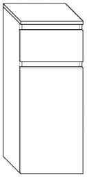 ALVA Viva Mittelschrank mit 1 Tür 1 Lade, links, 40x98x32cm, Weiß