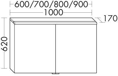 Alva Viva Spiegelschrank, Korpus verspiegelt, 90x62x17cm, LED-Aufsatzleu. - AQBMVISPS4