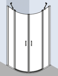ALVA Juna Runddusche m. Pendeltür 88,5-91/200cm, Silber HGL, ESG Clean