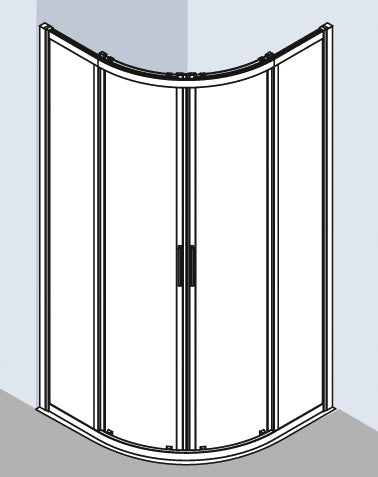 Alva Juna Runddusche m. Schiebet. 88,5-91/200cm, Silber HGL, ESG Clean - AQDUJURS90