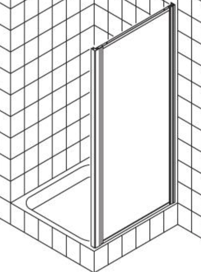 Alva Una Seitenwand 75/190cm, Silber, Kunststoffglas - AQSW75K