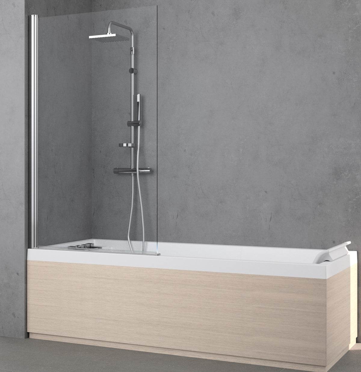 Alva Varia Wannenwand 1-teilig 150x80cm, Glas ESG Clean, Silber - AQDUVA5C