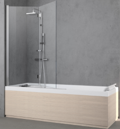 ALVA Varia Wannenwand 2-teilig links, 150x120cm, ESG Clean, Silber