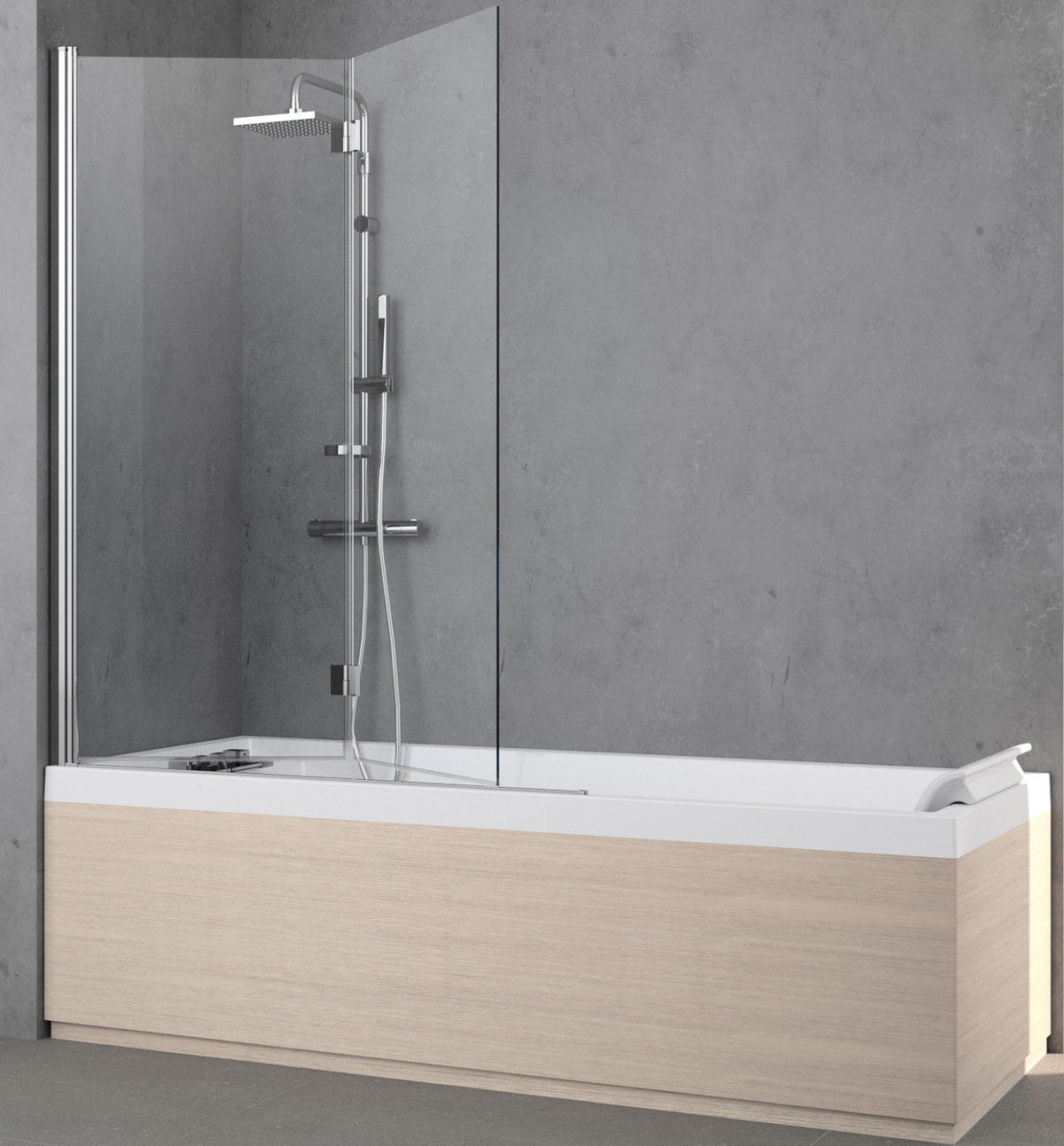 Alva Varia Wannenwand 2-teilig rechts, 150x120cm, ESG Clean, Silber - AQDUVA8RC
