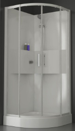 ALVA Forta Komplettdusche Rund-Einstieg 90x90cm, mit Thermostat, ESG Clean, Weiß - AQDUFOR90