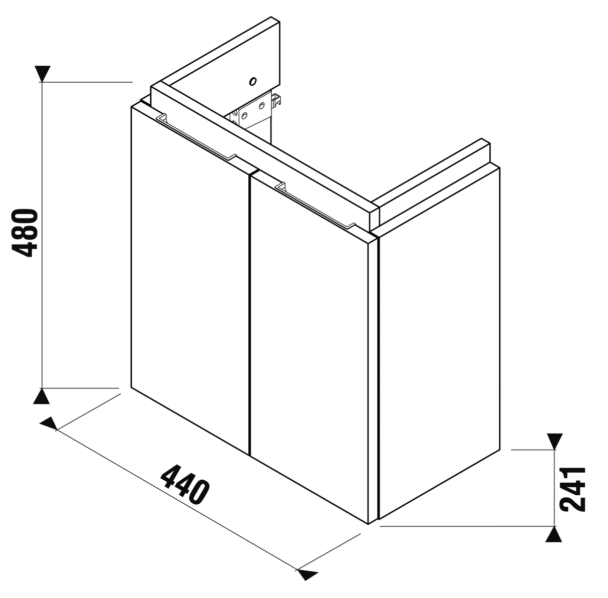 Alva Amoa Untersch. Eiche f.HWB AQKEIDHWB45L+45R, 2 Türen, 44x48x24,1cm - AQBMAMUS2E
