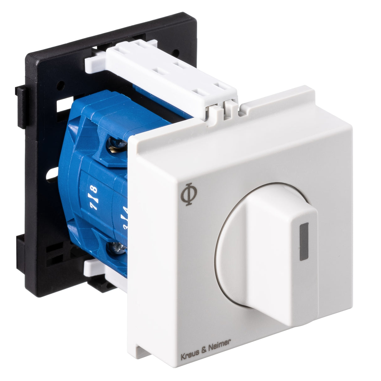 KRAUS&NAIMER Umschalt.o.0,2polig,60°,45mm-Schnappbef. Ith=20A, P=5,5 kW(AC3,400V AC),2x2,5 mm² – 70009219