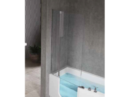 ALVA Aura Badewannenaufsatz für Kombiwanne re., 80x150cm,ESG Clean,chrom