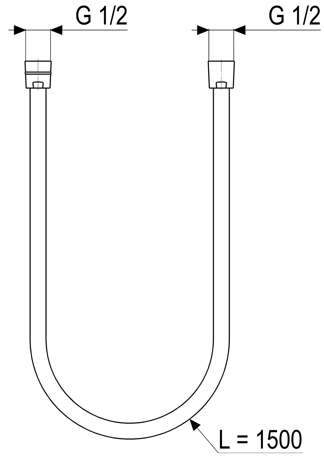 Alva Aura Metall-Brauseschlauch 150 cm, Konus 1/2", Steel Line - AQARAUBS150S