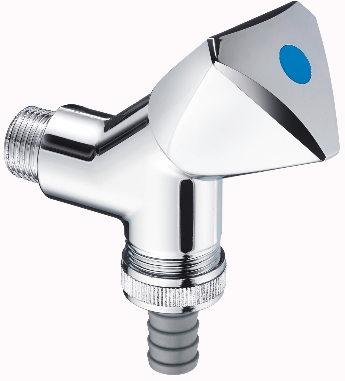 Alva Varia Geräteschrägsitzventil 1/2" m. RV, Schlauchverschraubung, chrom - AQGSV