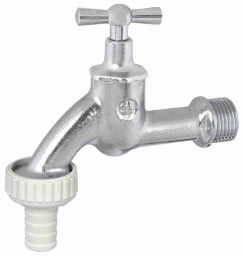 ALVA Auslaufventil mit Schlauchverschraubung, mit Knebel-Oberteil, 3/4", matt chrom
