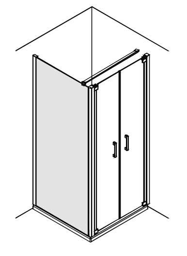 Alva Ora Seitenwand für Pendeltür 2-tlg. 97,5-102/200cm, Chrom gl., ESG - AQDUORSWPT100