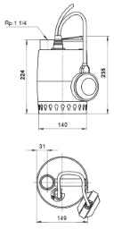 GRUNDFOS Grundfos Kellerentw.Pumpe KP350A1 m.Schwimmerschalter – 013N1800