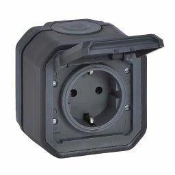 LEGRAND FR AP Schutzkontakt-Steckdose, anth. Steckklemmen,erhö.Berührungsschutz,IP 44 – 069799L