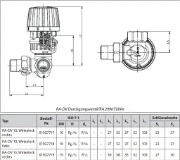 DANFOSS Danfoss Dynamic Valve RA-DV 15 druckunabhängig, R 1/2, WE re,vernickelt – 013G7719