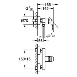 GROHE Grohe Cubeo EH-Brausebatterie Wandmontage chrom – 101824 000 0