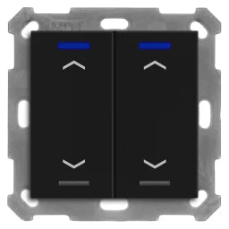 MDT KNX Taster Light 55 2-fach, RGBW, Temper atursensor, Schwarz matt, Jalousie – BE-TAL55T206.A1