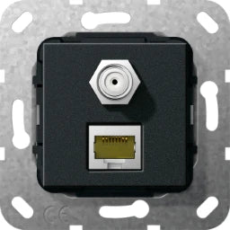 GIRA MJ RJ45 Cat.6A 10 Gbit SAT-F-Buchse Kpl. Einsatz Schwarz m – 569710