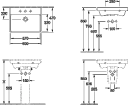 VILLEROY&BOCH V&B Avento Waschtisch 60 cm mit ÜL, 1 HL, weiß – 41586001