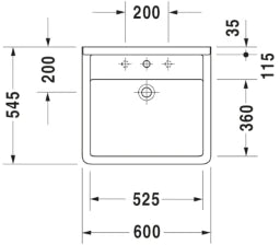 DURAVIT Duravit Starck 3 Waschtisch Vital 600mm mit ÜL, mit HLB, 1 HL, weiß – 0309600000