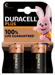DURACELL Plus100 Power Alkaline Batterie C 1.5V MN1400, LR14, 2er Blister – 5002485