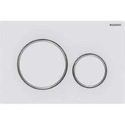 GEBERIT GE Betaetigungsplatte Sigma20 2-Mengen mattweiss-lackiert/glanzchrom, round – 115.882.JT.1