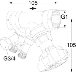 TA TA STAD Einregulierungsventil 1" mit Entleeradapter, 52851625 – 52 851-625