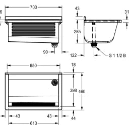 KWC AUSTRIA KWC Sirius Waschtrog 700x328x460mm Wandmont., CNS, seidenm., o Überlauf – 2030045750