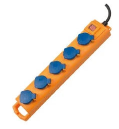 BRENNENSTUHL SuperSolid Steckdosenverteiler 5fach gelb/blau 2m H07RNF3G1,5 m.Schalter IP54 – 1159900205