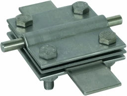 DEHN Kreuzstück NIRO (V4A) f. Rd 7-10/7-10mm Rd 7-10/Fl 40mm-Fl 40/40mm m. Zwischenpl – 319229