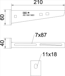OBO Wand- und Stielausleger mit angeschweißt er Kopfplatte B210mm Stahl tauchfeuerver – 6420680