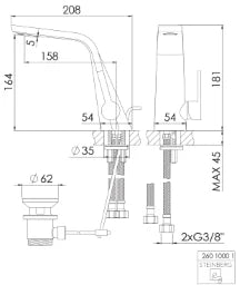 STEINBERG Steinberg Serie 260 Waschtisch-EHM Keramikkartusche m.Ablaufgrt. 5/4" chrom – 260 1000 1