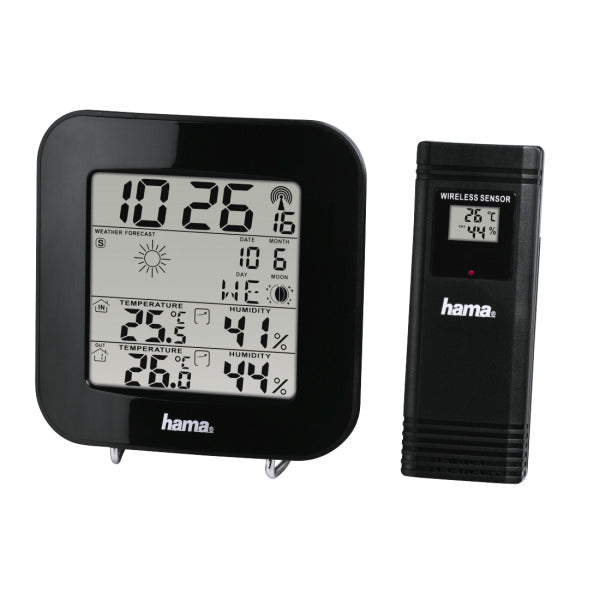 Wetterstation DCF-Funkuhr Display 1Außensensor schwarz