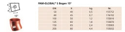 PREIS PAM GLOBAL S Bogen 15 Grad DN 150 – 11267