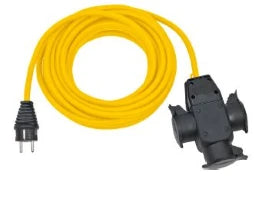 BRENNENSTUHL BaustellenVerlängerungskab.10m m.3fach- Gummikupp.AT-N07V3V3F 3G1,5 gelb IP44 – 1161958212