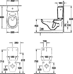 VILLEROY&BOCH V&B Omnia Classic Tiefspülklosett wandhängend 366x680mm weiß – 66231001