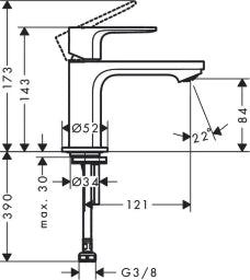 HANSGROHE HG Standventil 80 Rebris E chrom – 72506000