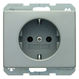 BERKER Steckdose Schuko K.5, Edelstahl, Metall mattiert – 47157004