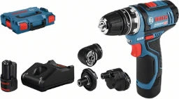 BOSCH POWER TOOLS Akku-Bohrschrauber GSR 12V-15 FC, mit 2 x 2.0 Ah-Akku, L-BOXX, 4 Aufsätze – 0 601 9F6 000