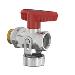 SIMPLEX KFE-Kugelhahn PN16 G 1/2" vern. D-form m. Fl.griff o. Schlauchverschraubung – F10637