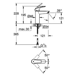 GROHE Grohe EH-WT-Batterie Eurosmart 23324_3 M-Size glatter Körper chrom – 23 324 003