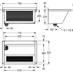 KWC AUSTRIA KWC Sirius Waschtrog 750x354x500mm Ablauf links, Chromstahl fugenlos – 2030045759
