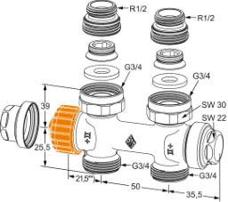 HEIMEIER IMI Multilux Eclipse Ventil Durchgangsf. 1/2" IG, 3865-02.000 – 3865-02.000