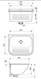 HEBERHARD Heberhard Solid Waschtrog 550 edelst. 550x450x328, UX-Bef-Mat., CE-gepr.1,2mm – 355001