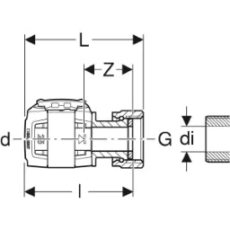 GEBERIT GE FlowFit Uebergang SiBr mit Ueberwurfmutter, d32mm x G1 1/2 – 620.653.00.1